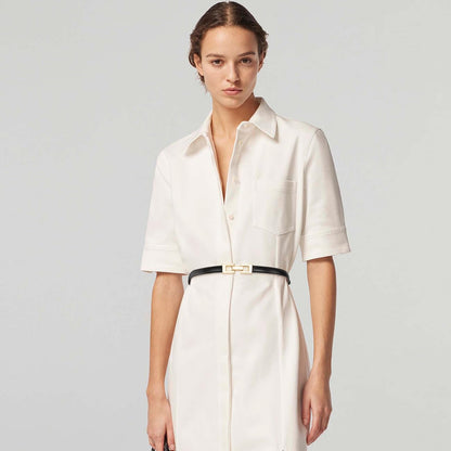 Skinny Belts for Women Thin PU Leather Waist Belt with Gold Buckle for Dresses