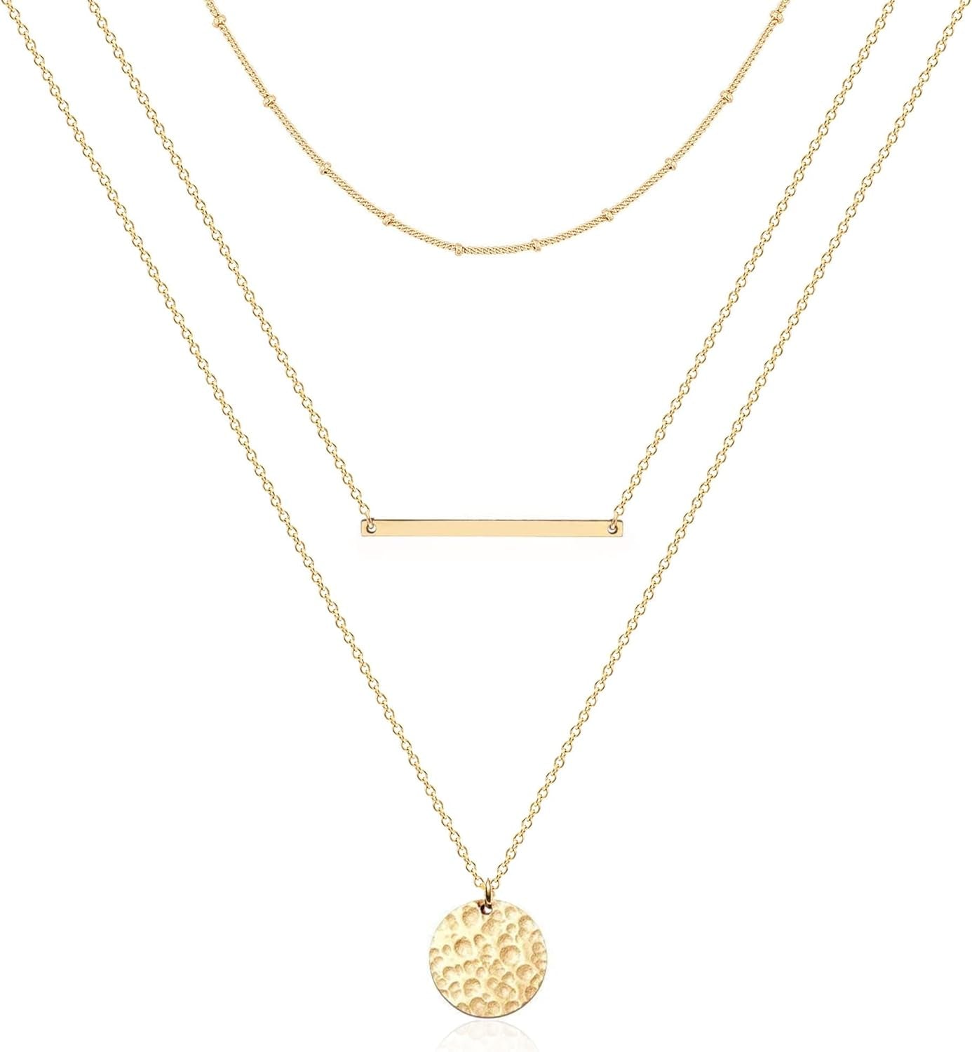 Layered Necklaces for Women - 14K Dainty Gold Plated Layering Chokers Necklaces Set Multilayer Delicate Necklace Trendy Adjustable Long Layered Necklaces for Women