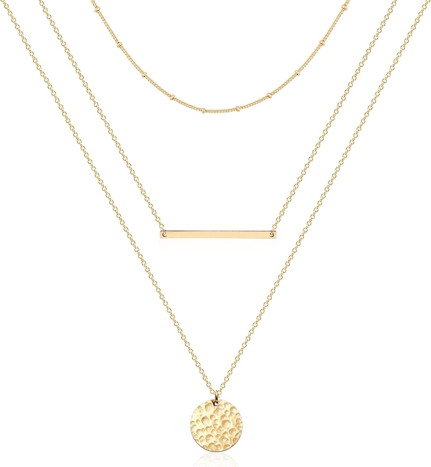 Layered Necklaces for Women - 14K Dainty Gold Plated Layering Chokers Necklaces Set Multilayer Delicate Necklace Trendy Adjustable Long Layered Necklaces for Women