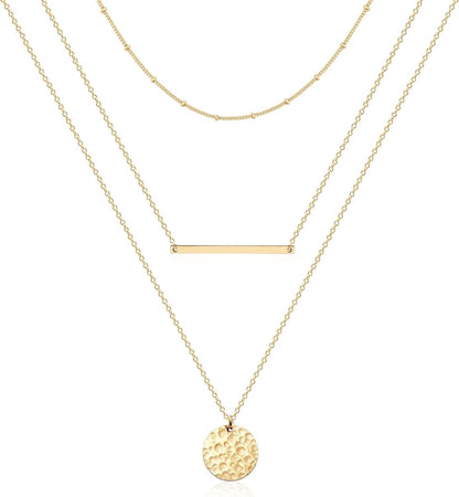 Layered Necklaces for Women - 14K Dainty Gold Plated Layering Chokers Necklaces Set Multilayer Delicate Necklace Trendy Adjustable Long Layered Necklaces for Women