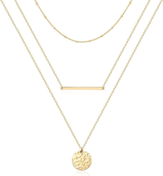 Layered Necklaces for Women - 14K Dainty Gold Plated Layering Chokers Necklaces Set Multilayer Delicate Necklace Trendy Adjustable Long Layered Necklaces for Women